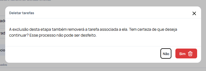 Deletar etapas